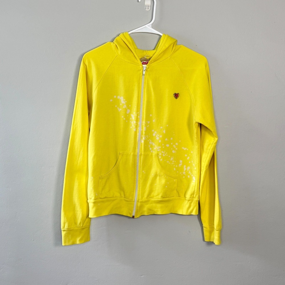 Primp Y2K Vintage Yellow M Hoodie Ice Cream Splatter-Beachball Graphic McBling